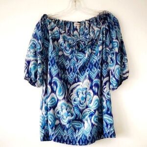 ‎Creme Fraiche Silk XS Oversized Blues Adjustable Sizing Top